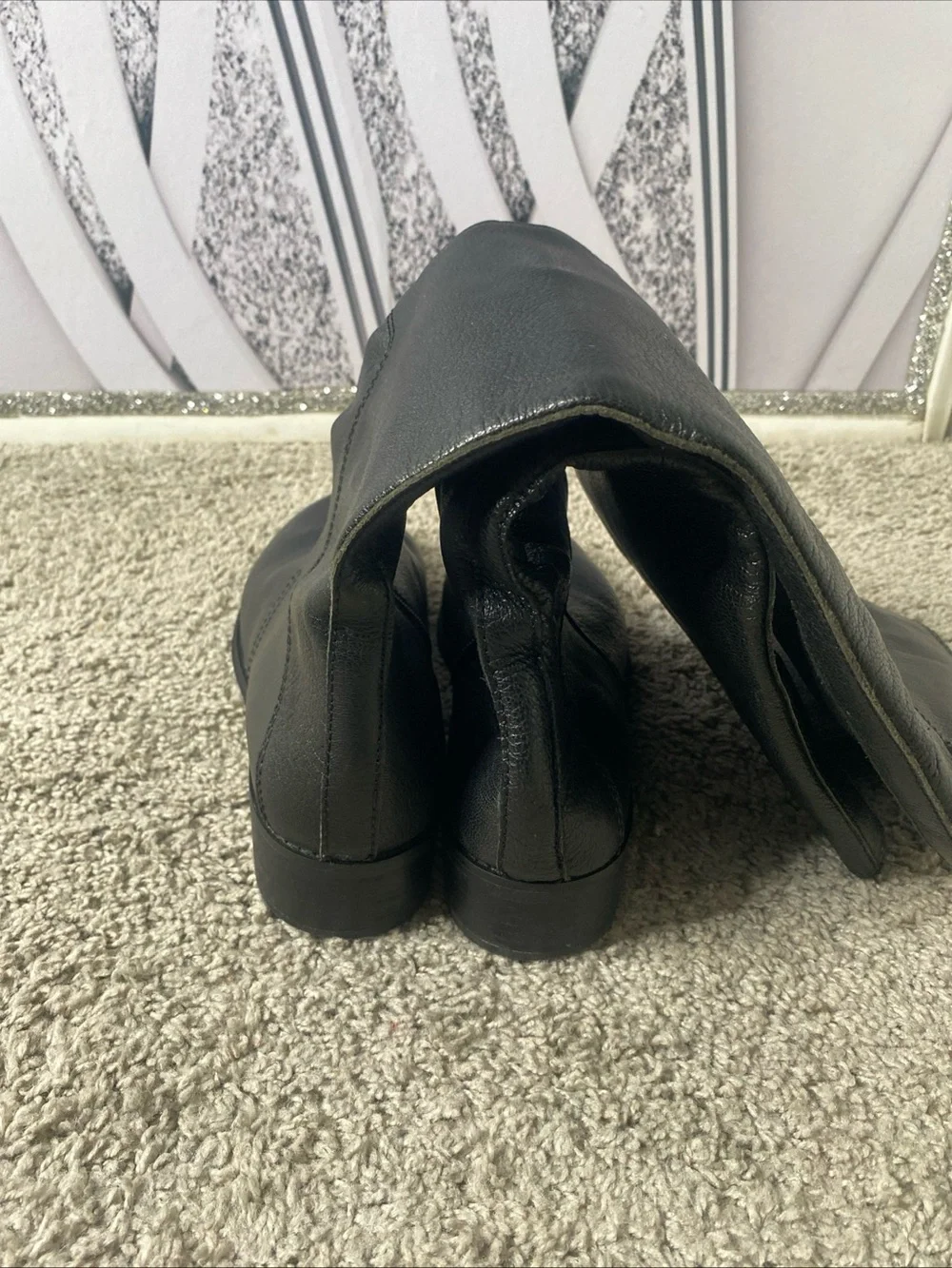 Women's Knee High Black Leather Platform Boot Nine West Size 9.5